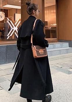 chouyatou Women's Winter Double Breasted Midi Long Wool Pea Coat Notch Lapel Winter Trench Coat | Amazon (US)