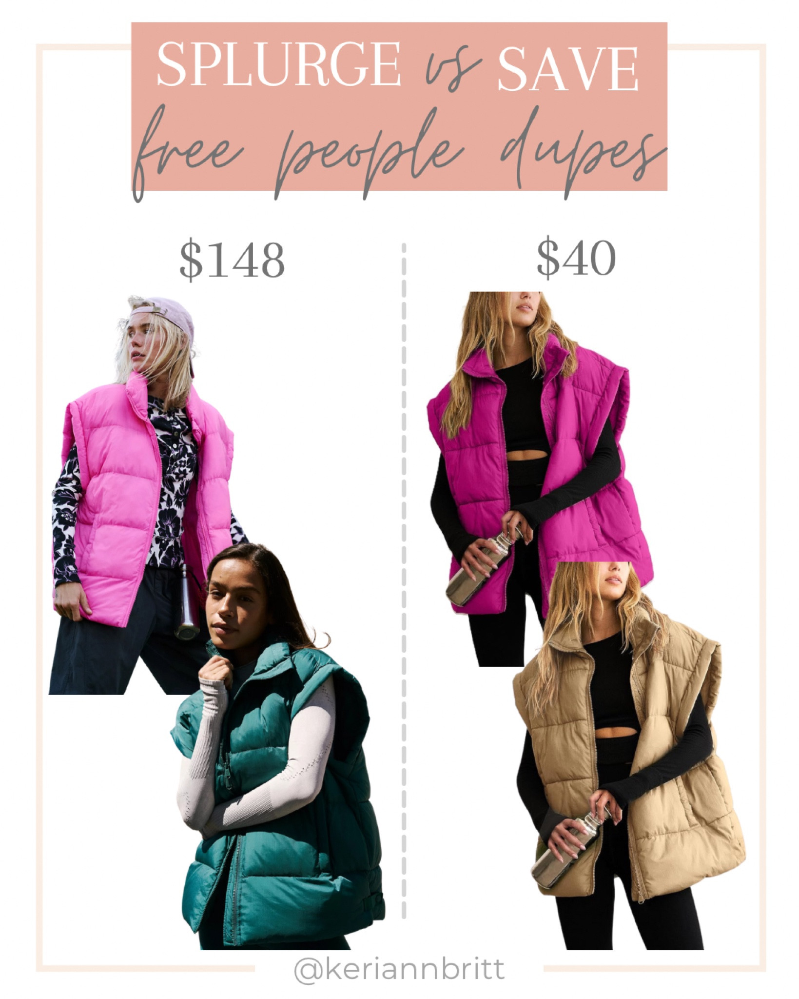 Free People Puffer Vest Dupe

Free people dupes / winter outfit / puffer vest / Amazon dupe / hot pink vest 

#LTKSeasonal #LTKstyletip #LTKfindsunder100