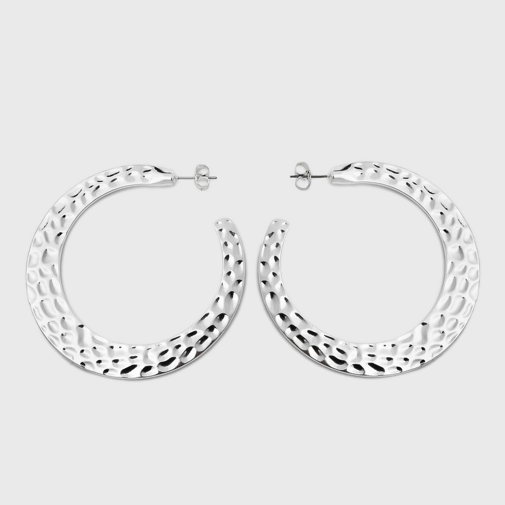 Hammered Hoop Earrings - A New Day Silver | Target