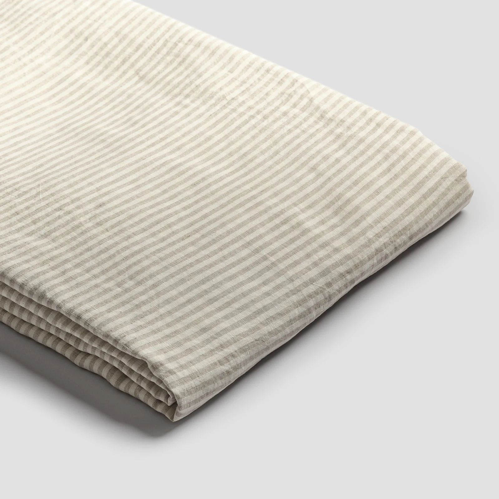 Oatmeal Stripe Linen Flat Sheet | Piglet