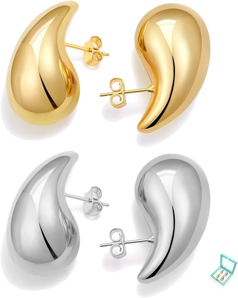 Dancegirl Gold Hoop Earrings For Women Tear Drop Earrings Statement Trendy Big Thick Lightweight ... | Amazon (US)