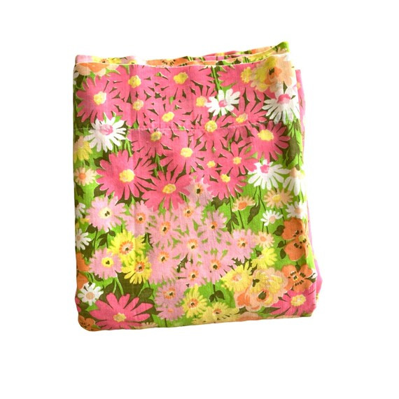 Vintage Pequot Groovy Flower Power Double Flat Sheet 70s - Etsy | Etsy (US)