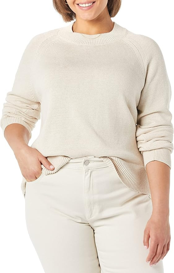 Daily Ritual Women's Cotton Mock Neck Sweater | Amazon (US)