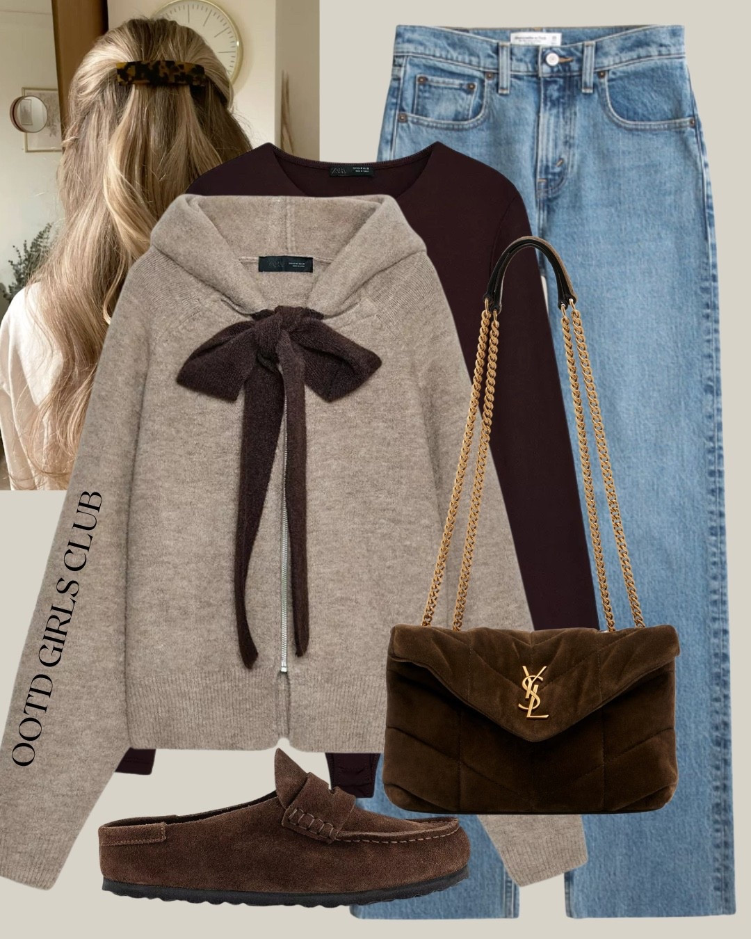 Blue jeans styling with the bow cardigan and Birkenstock Naples @Zara @abercrombie 

#LTKspring #LTKFashionMonth #LTKshoes