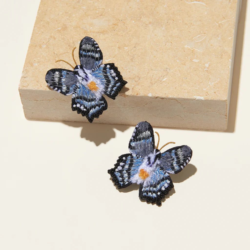 Gray Cliff Butterfly Stud Earrings Blue | Mignonne Gavigan