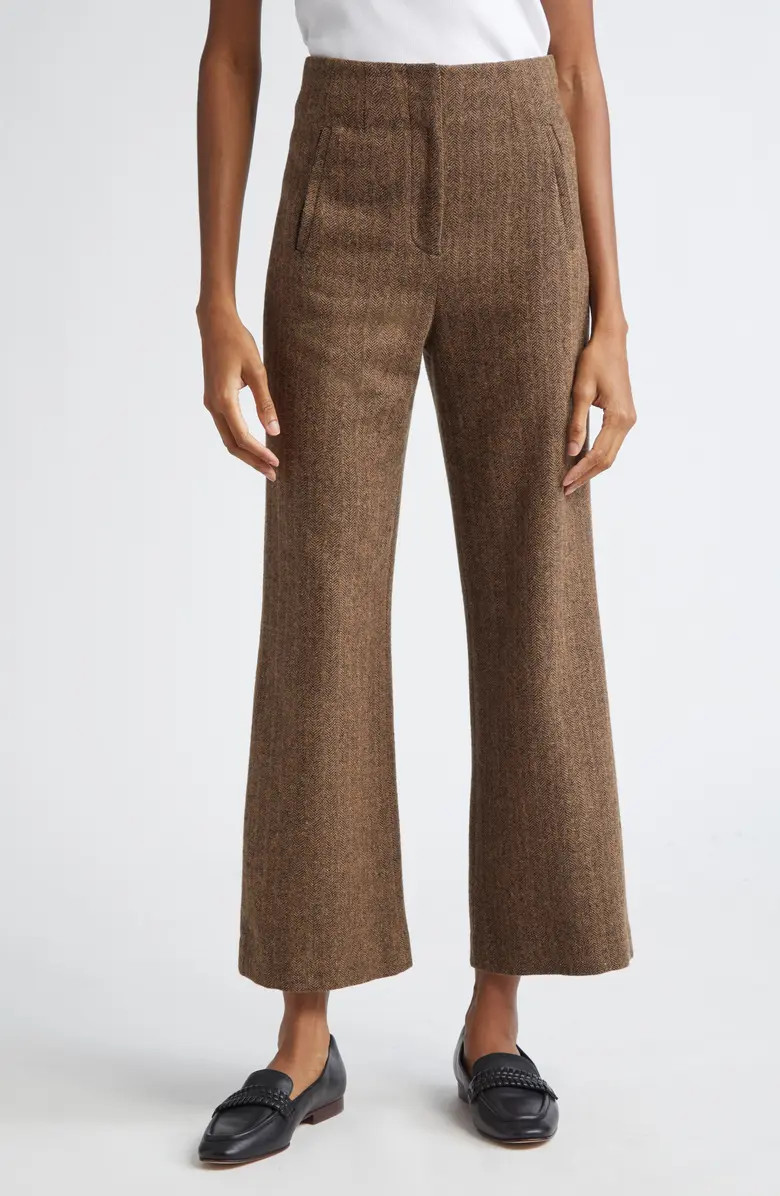Veronica Beard Dova Tweed Herringbone Crop Wide Leg Pants | Nordstrom | Nordstrom