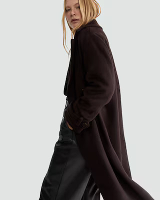 F&F Double Breasted Long Coat in Brown | Tesco F&F