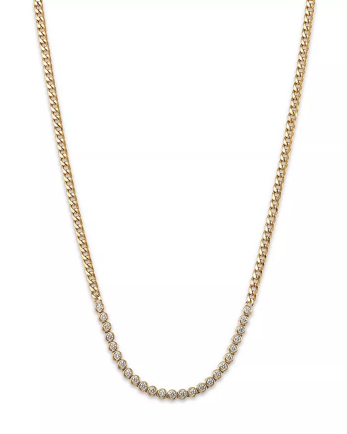 14K Yellow Gold Tennis Diamond Bezel Collar Necklace, 16" | Bloomingdale's (US)