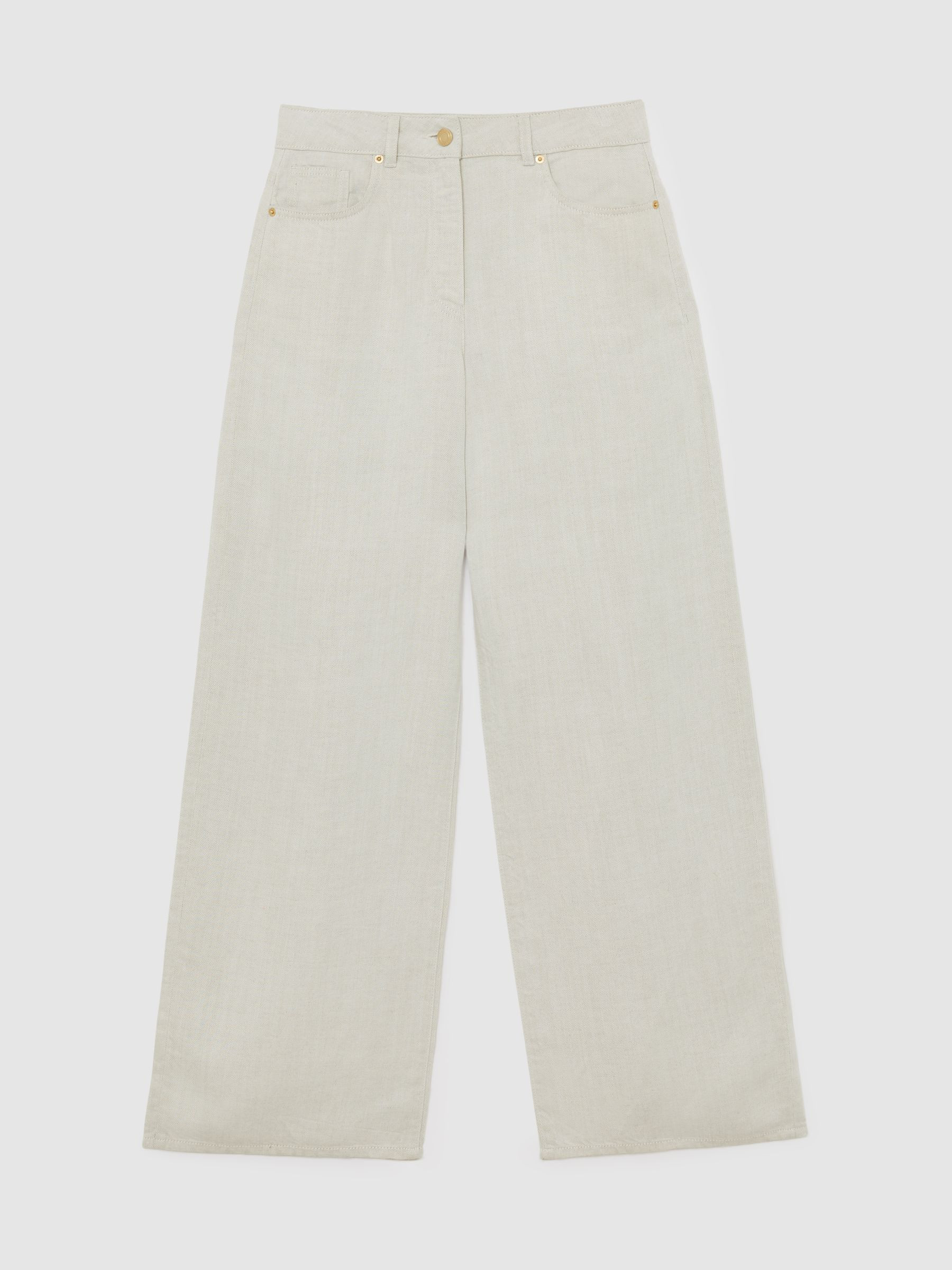 Reiss Lyocell-Linen Wide-Leg Trousers in Neutral - REISS | Reiss UK