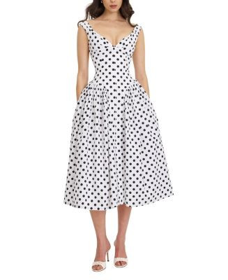 Rahma Polka Dot Drop Waist Midi Cotton Poplin Dress | Bloomingdale's (US)
