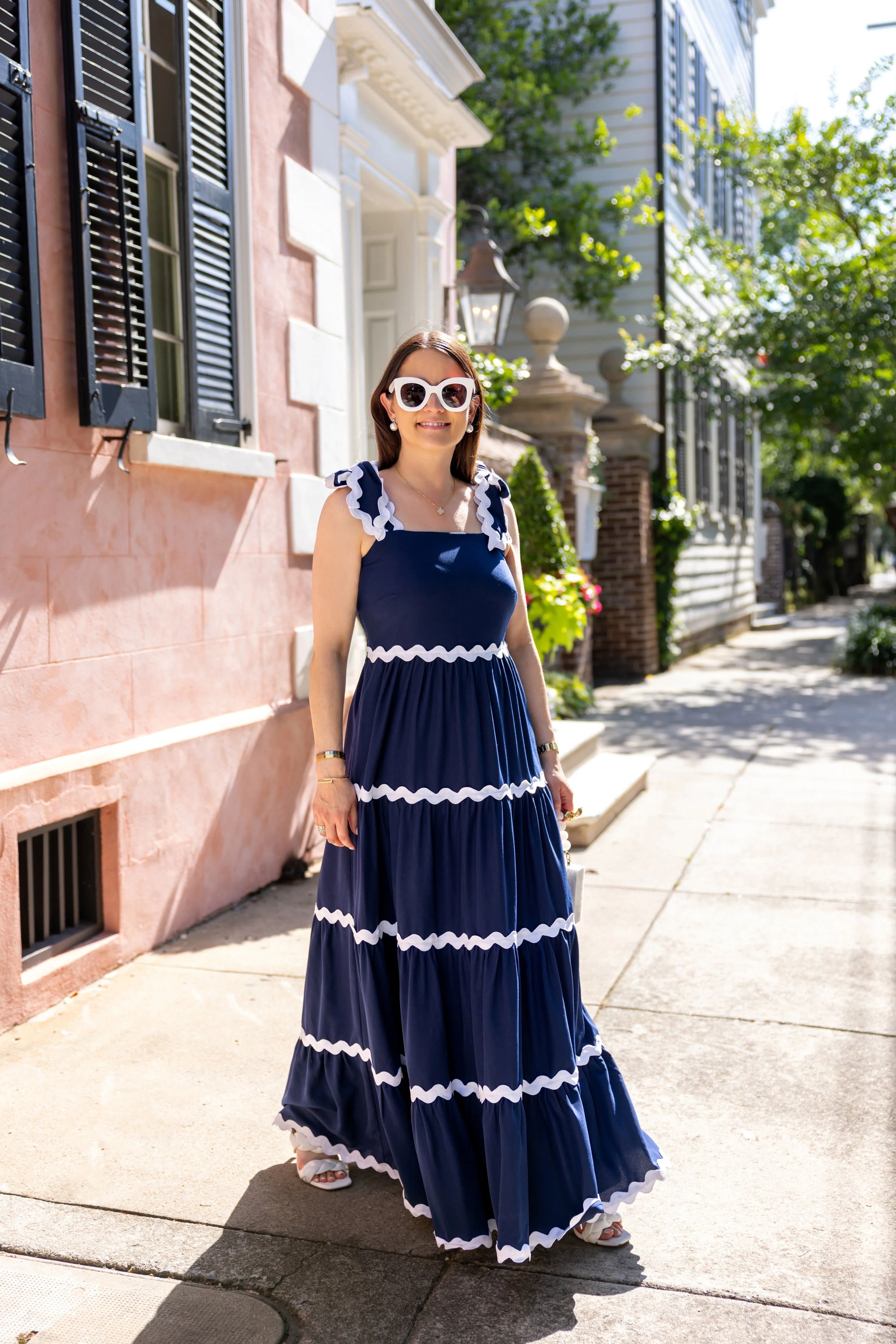 Navy Megan Maxi Dress with Ric-Rac | Sail to Sable