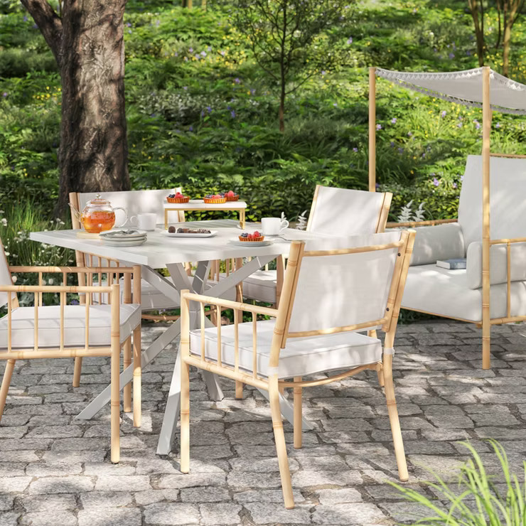 Seabury Steel 4 Person Square Patio Dining Table, Outdoor Furniture - White - Threshold™ | Target