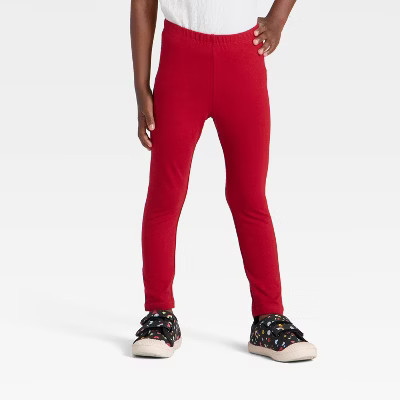 Toddler Girls' Solid Leggings - Cat & Jack™ Dark Red 12M | Target