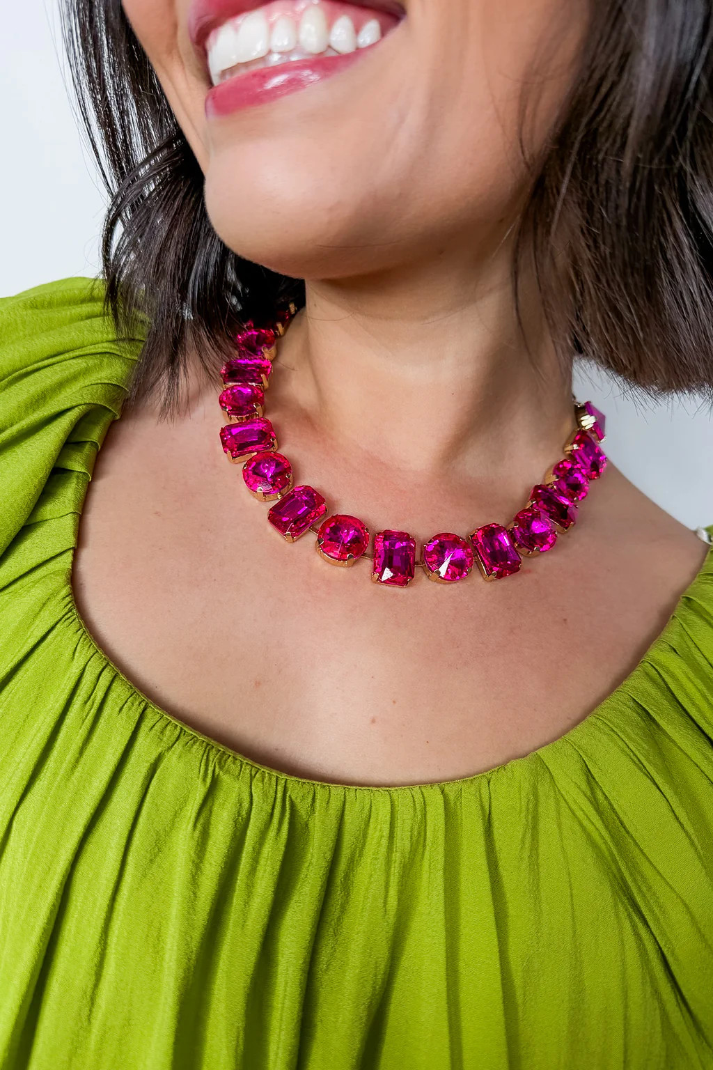 The Ashlee Gemstone Necklace in Fuchsia | Jules & James Boutique