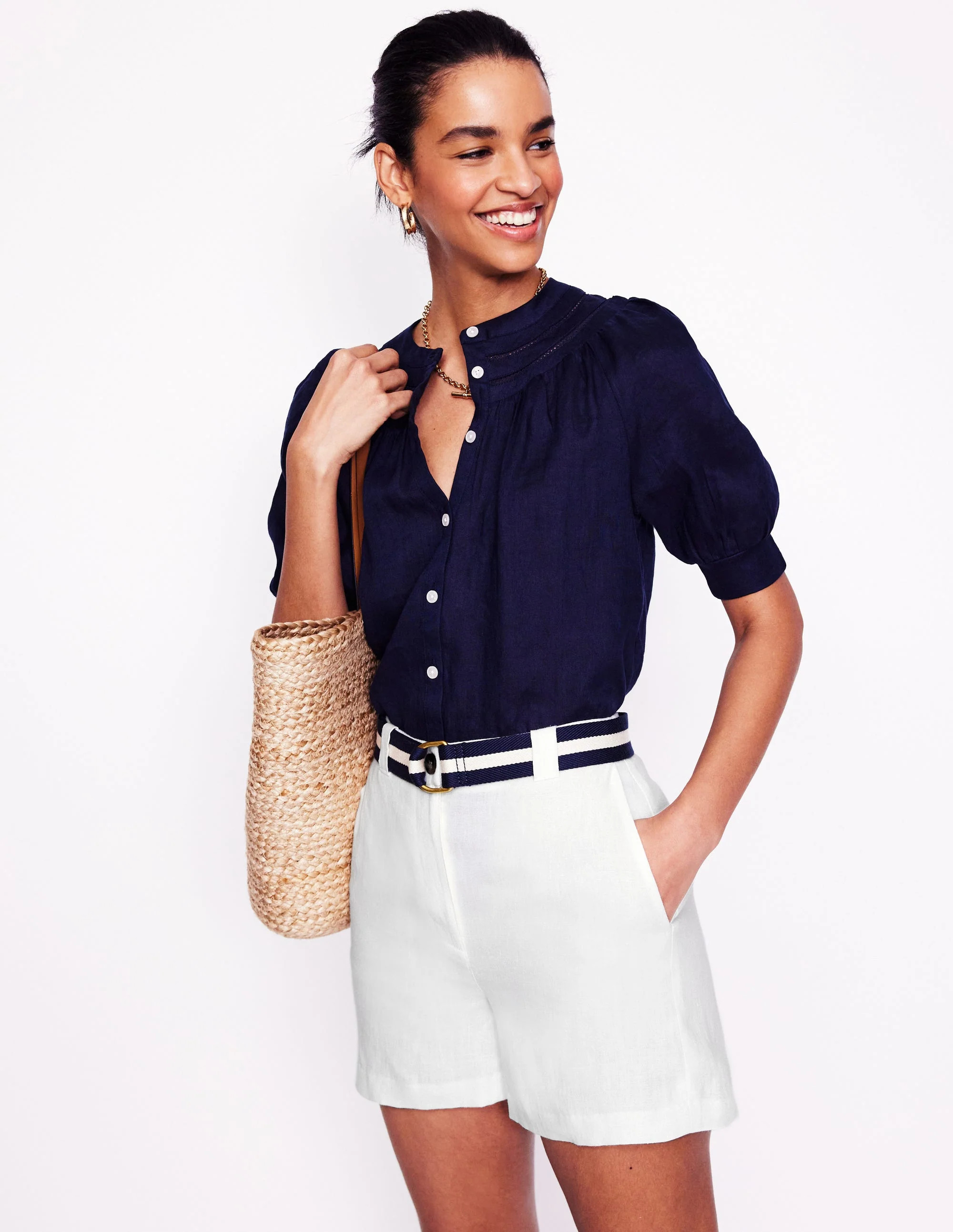 Westbourne Linen Shorts-White | Boden UK