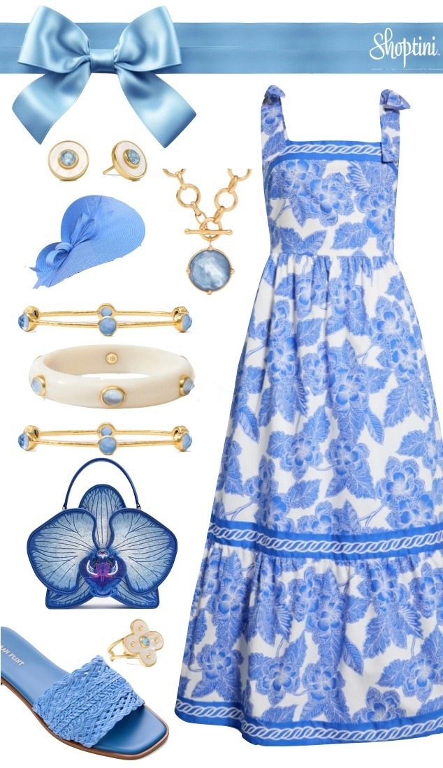 Easter Sunday Dress plus this can easily work for the horse races too! Blue shoulder tie dress / Fascinator 
