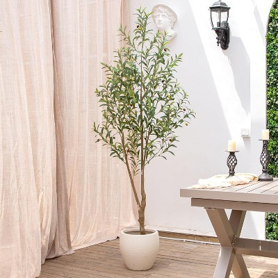 Romswi 7FT Artificial Olive Tree, Realistic Faux Plants, Fake Potted Tree with Fruits, Outdoor Indoor Decor for Home Office | Target
