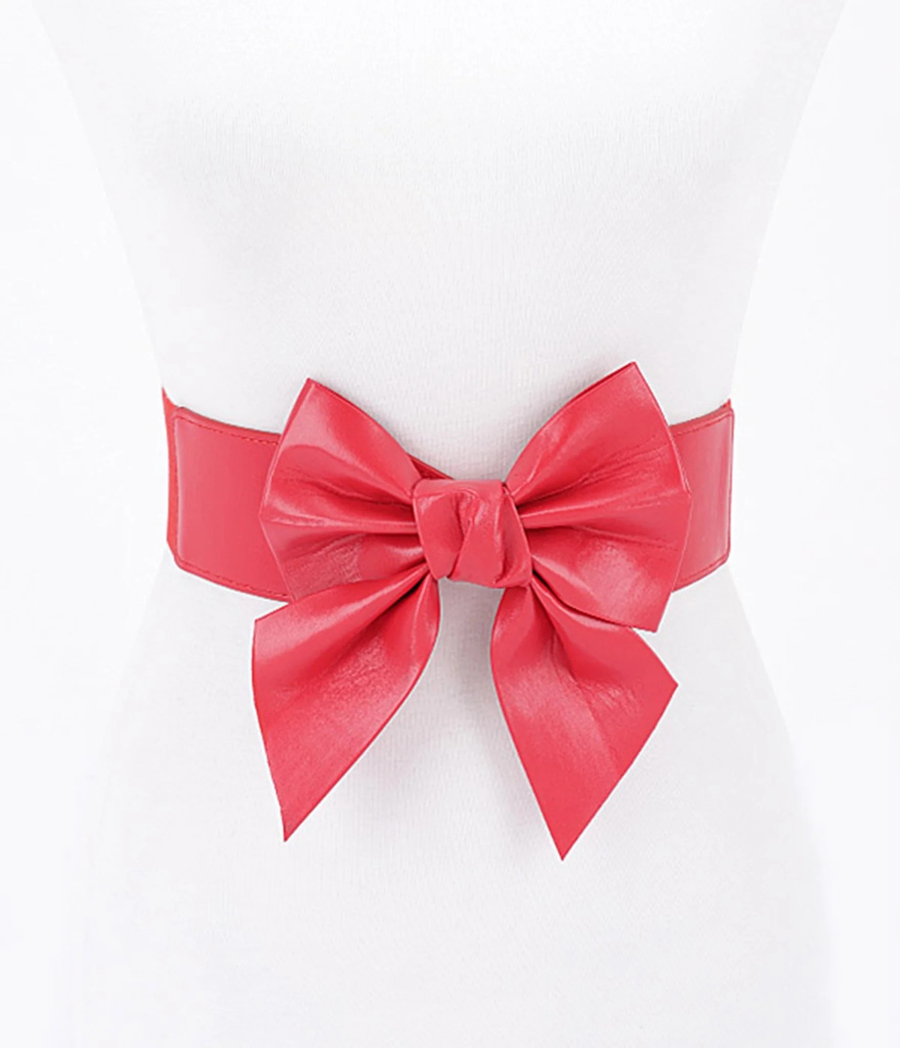 Red Leatherette Bow Cinch Belt | UniqueVintage
