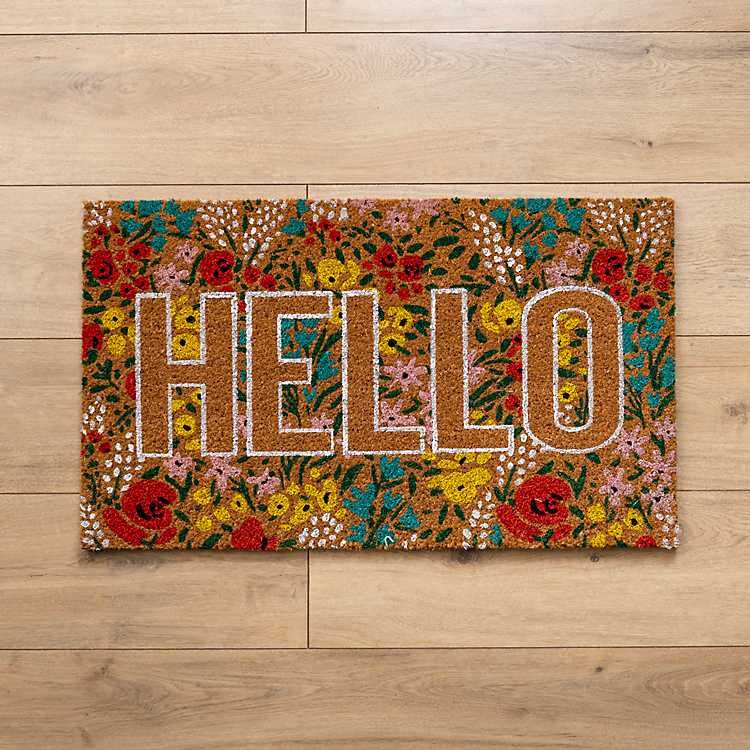 Hello Floral Coir Doormat | Kirkland's Home