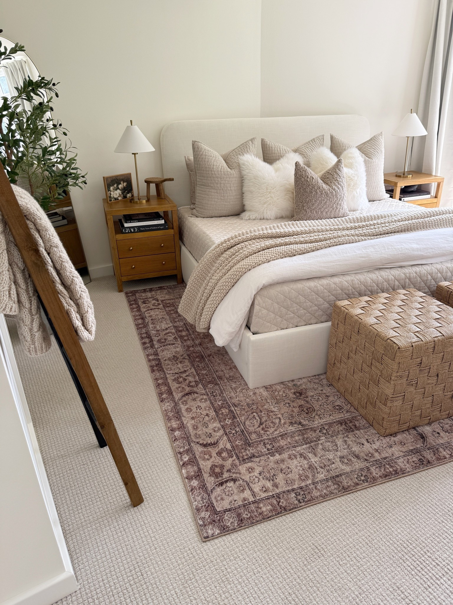 Neutral guest bedroom🛏️ non-toxic bedding! 

Rug
Nightstand 
Mirror
Home decor 
Spring 

#LTKHome