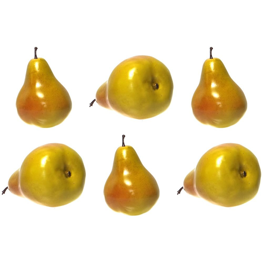 Vasefill 6-Pack Artificial Green Red Pear Plastic Pears Fruit Six Pieces Fake Pera | Amazon (US)