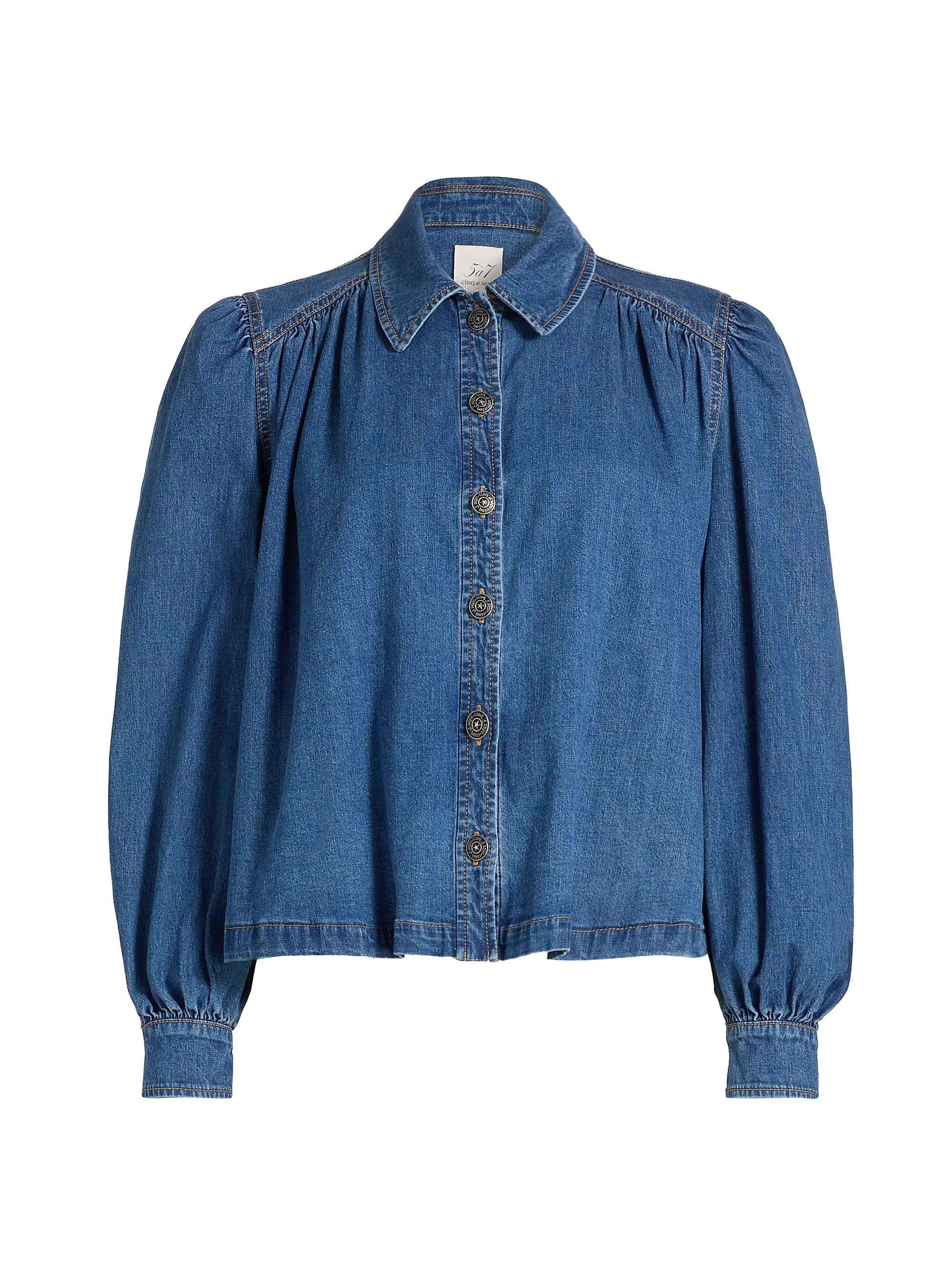 Lyla Puff-Sleeve Denim Shirt Jacket | Saks Fifth Avenue