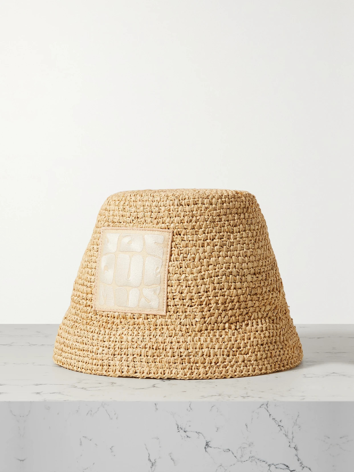Jacquemus - Ficiu Embroidered Raffia Bucket Hat - Beige | NET-A-PORTER (UK & EU)
