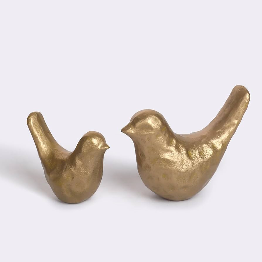 Elegant Cast Iron Bird Statue with Vintage Brass Coating – Gold Bird Figurine for Home Desk, Li... | Amazon (US)