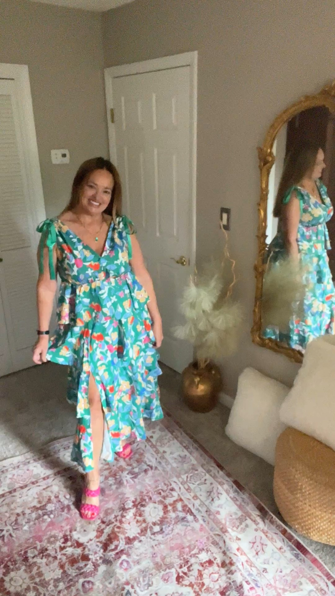 A romantic floral maxi dress with satin ribbons.,special occasion dress

#LTKgrwm #LTKWedding #LTKMidsize