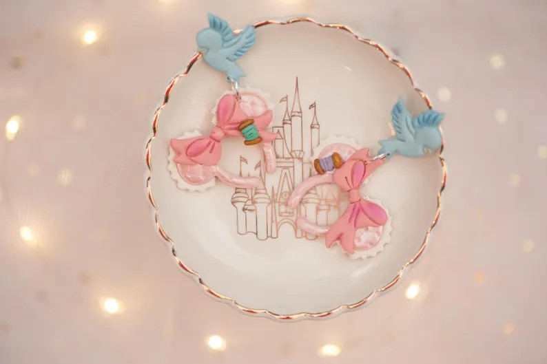 Going to the Ball Minnie Ears Medium Sized Lightweight Earrings Cinderella Inspired - Etsy | Etsy (US)