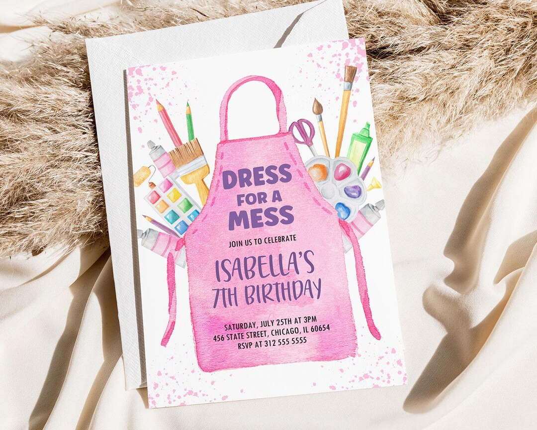 Art Party Invitation, Arts and Crafts Birthday Invitation, Dress for a Mess Invite, Paint Party P... | Etsy (US)