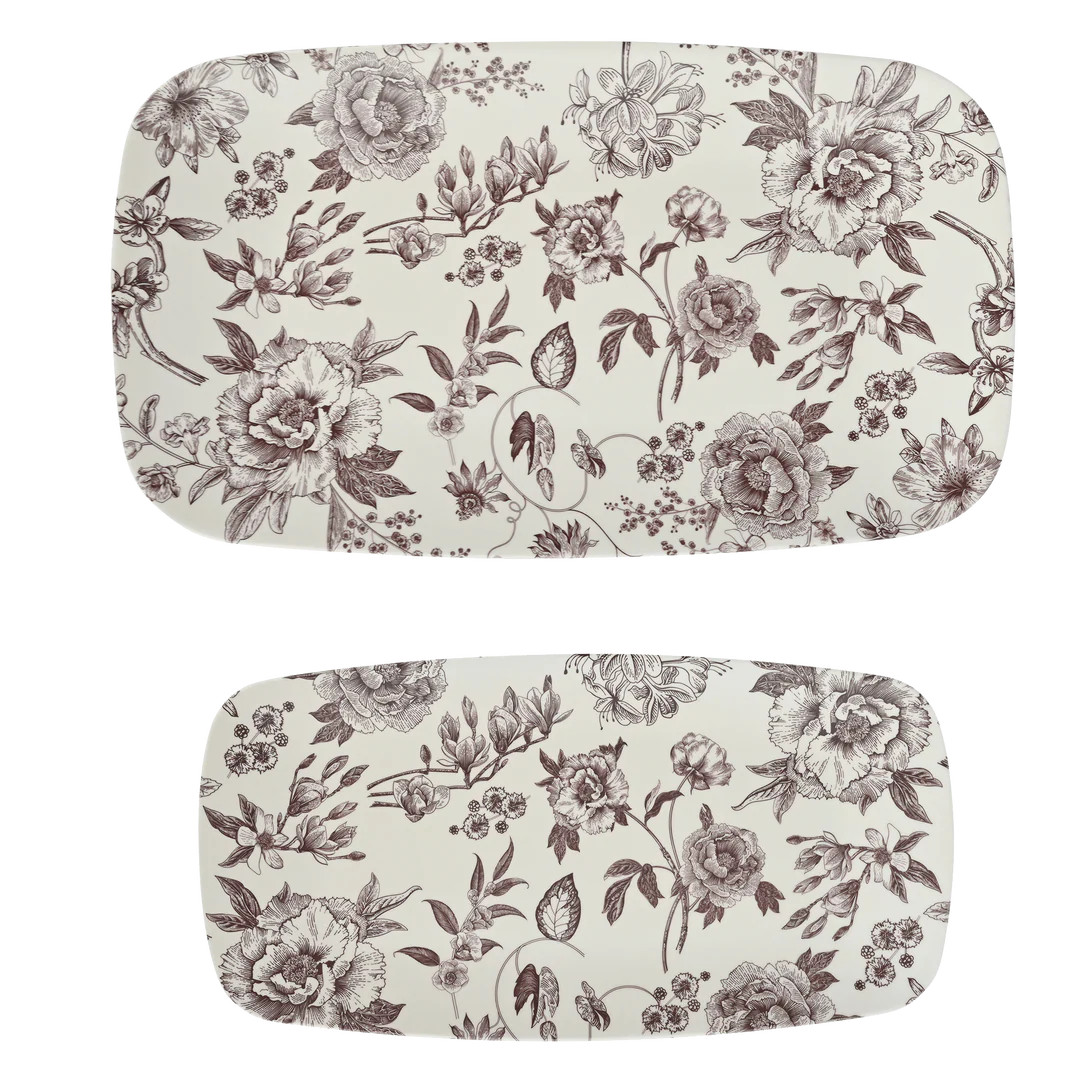 Brown Delft Stacking Melamine Tray - set of 2 | Sweet Water Decor, LLC