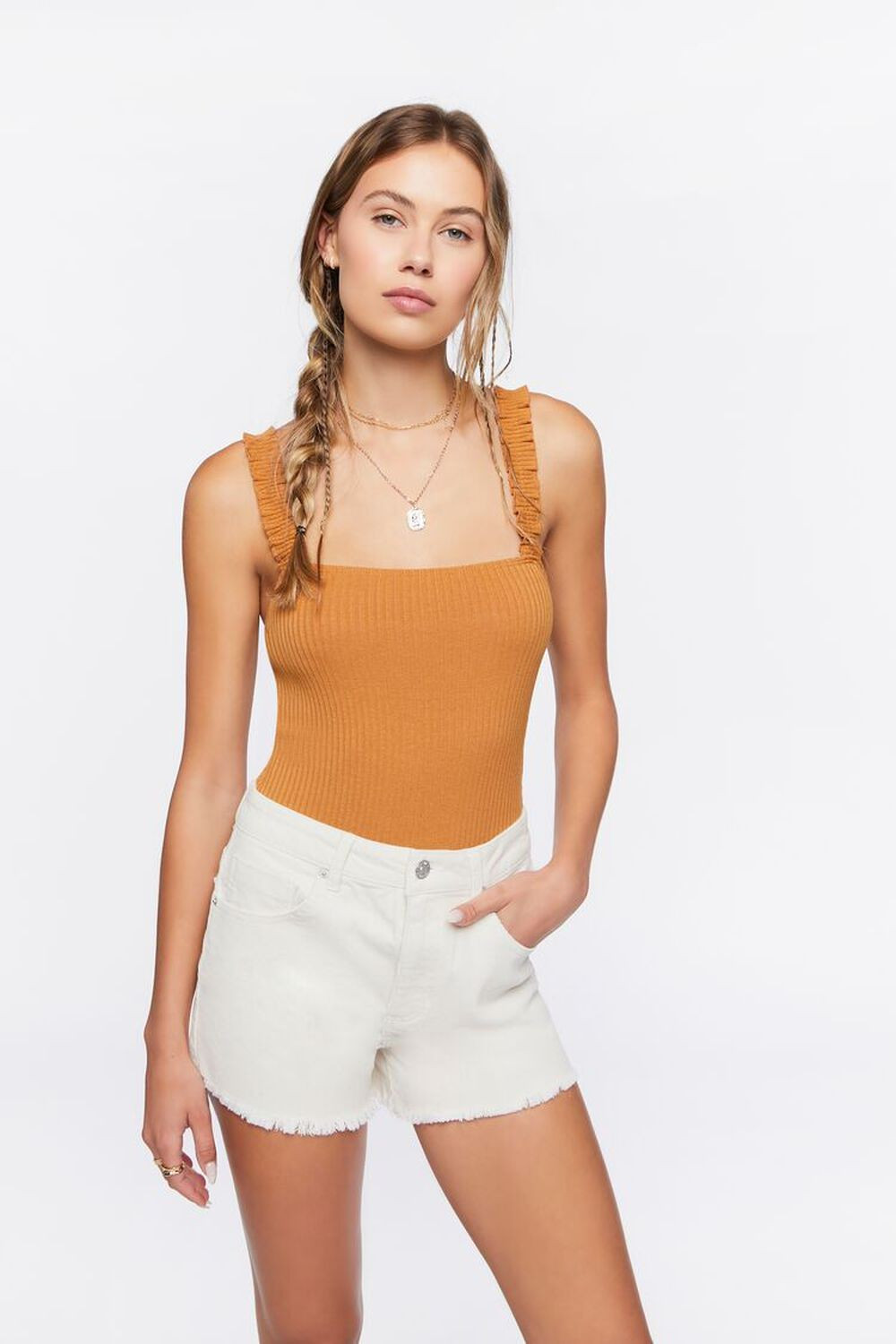 Ruched-Strap Ribbed Bodysuit | Forever 21 | Forever 21 (US)