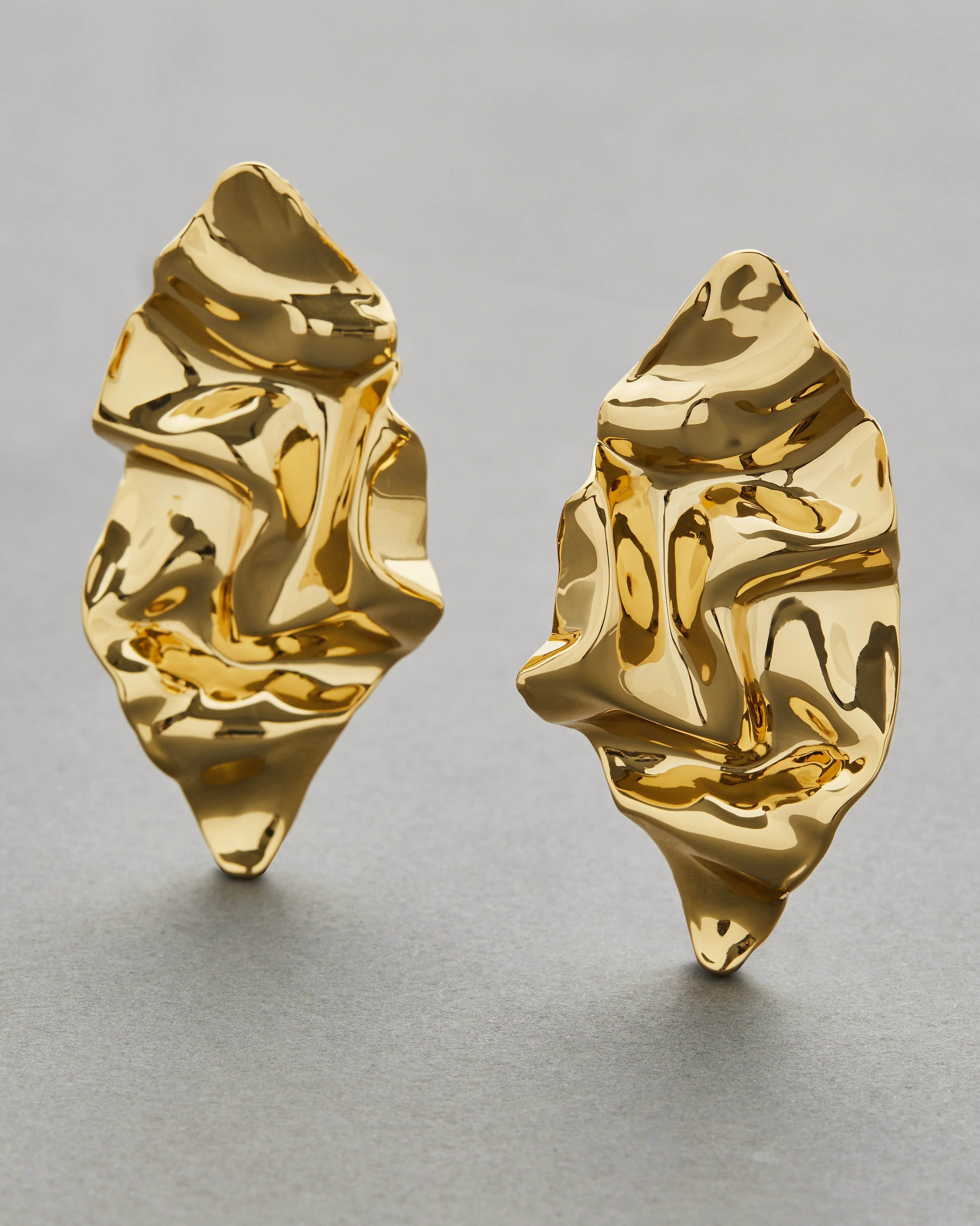 Big Gold Earrings: Crumpled Gold Post Earrings | Alexis Bittar | Alexis Bittar