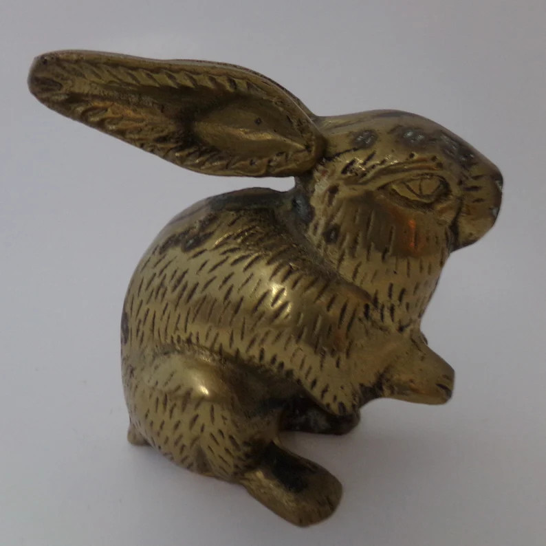 Brass Rabbit Bunny Hare Solid Vintage Collectible Animal Sitting Fertility Gift | Etsy (US)