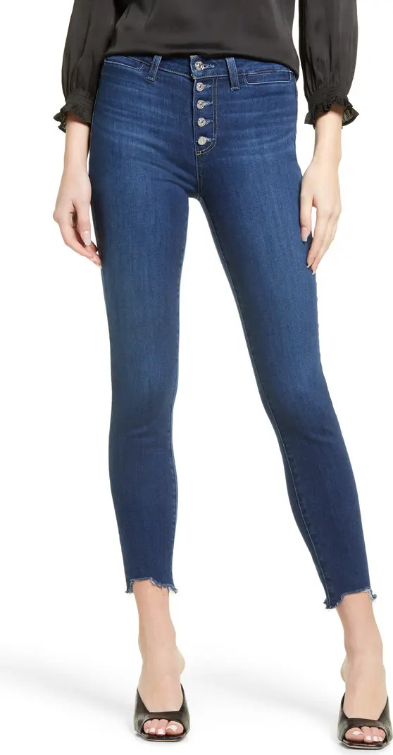 PAIGE Transcend - Hoxton High Waist Button Fly Chewed Hem Ankle Skinny Jeans | Nordstrom | Nordstrom