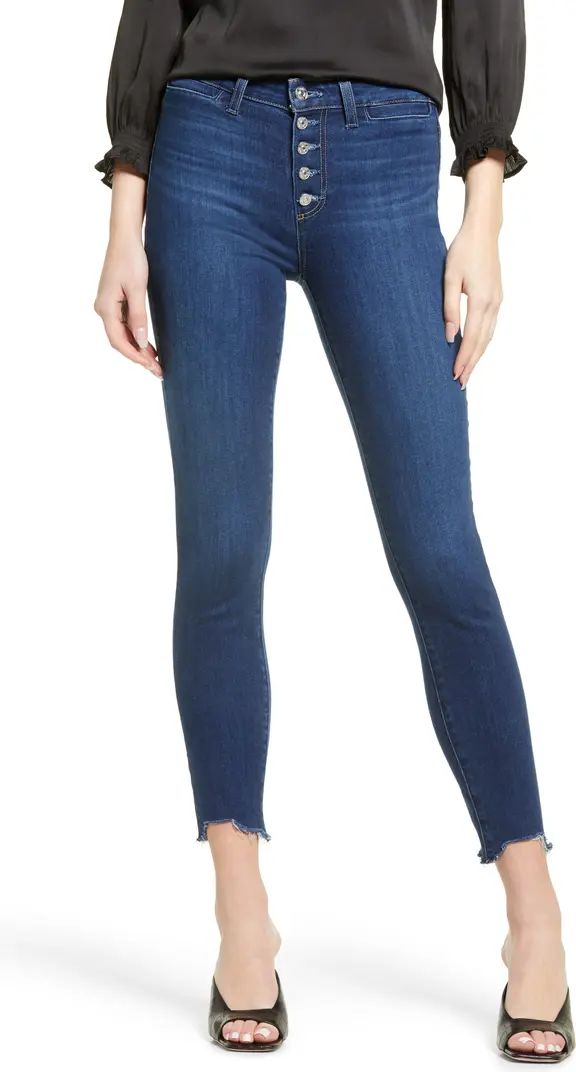 PAIGE Transcend - Hoxton High Waist Button Fly Chewed Hem Ankle Skinny Jeans | Nordstrom | Nordstrom