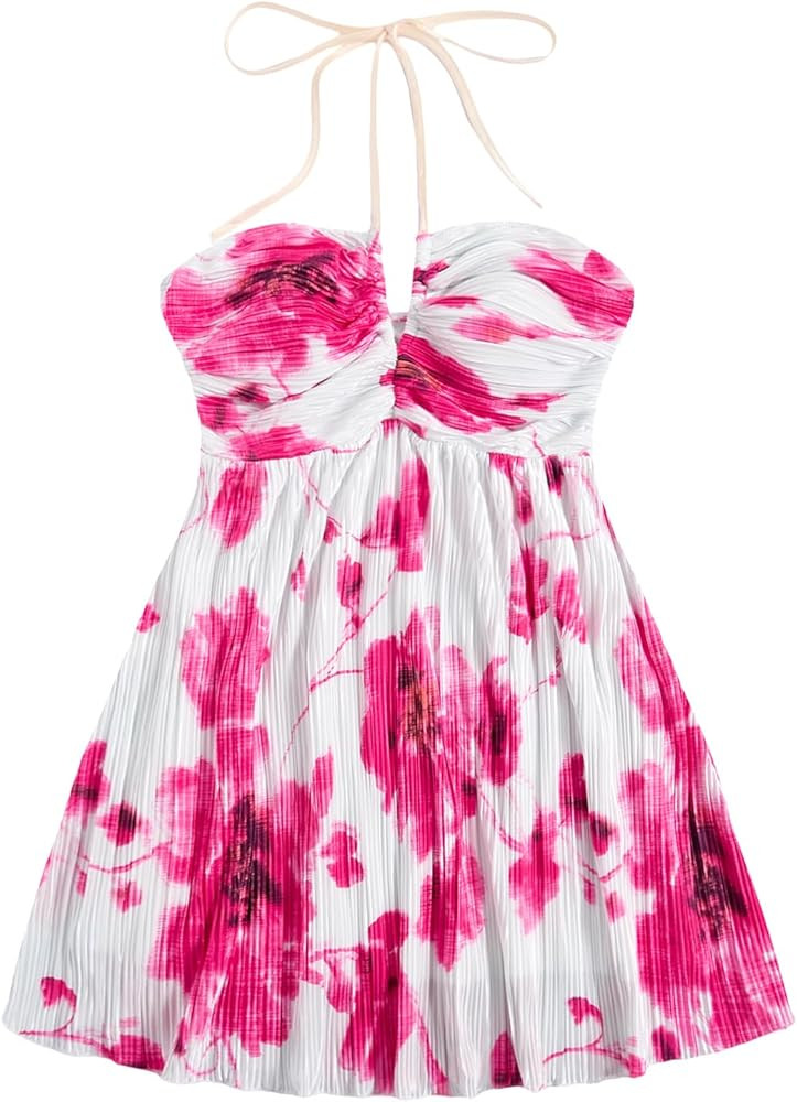 SOLY HUX Women's Tie Dye Cami Dress Halter Backless Sleeveless A Line Short Summer Dresses Sundre... | Amazon (US)