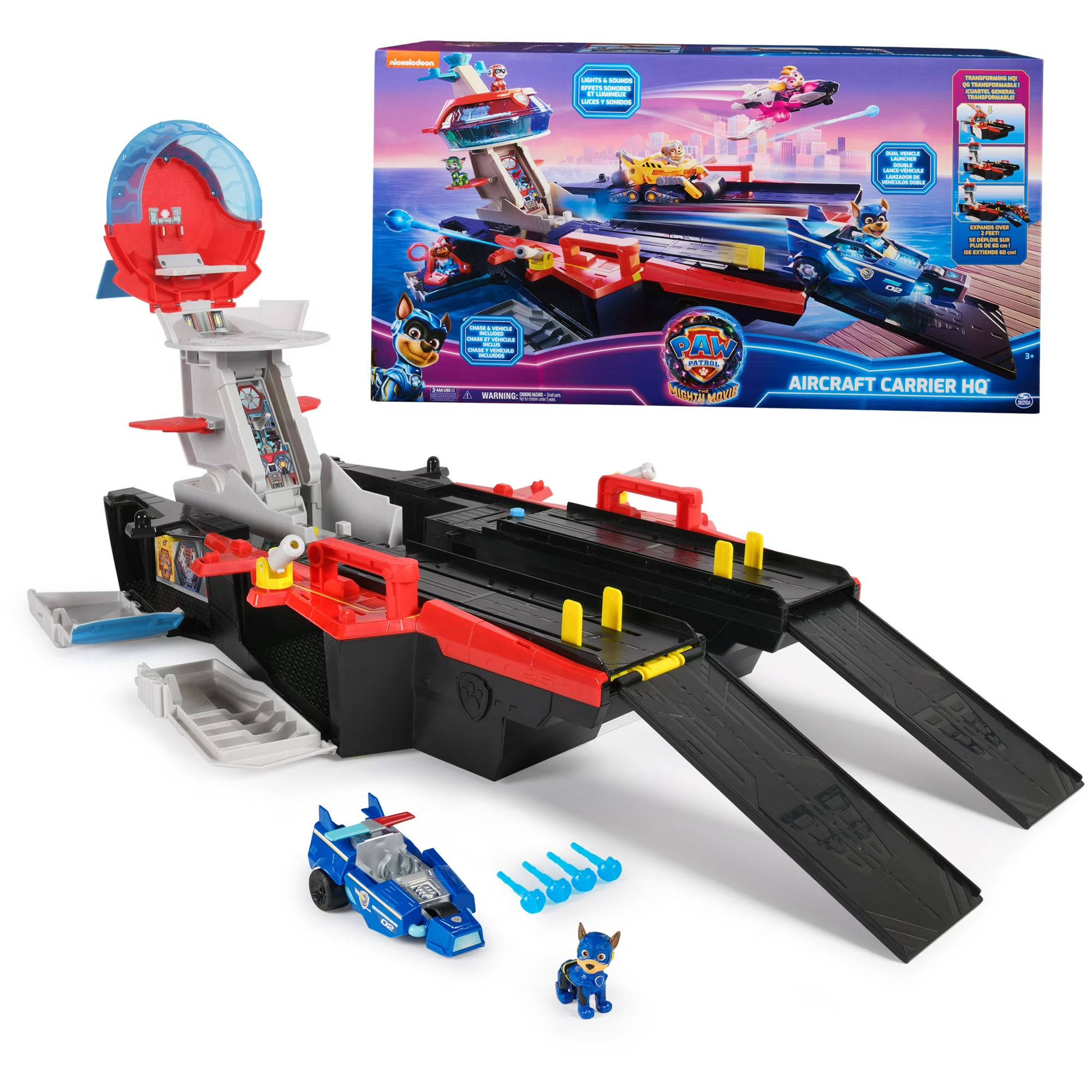 PAW Patrol: The Mighty Movie, Aircraft Carrier HQ, Chase Figure & Police Car, Ages 3+ | Walmart (US)