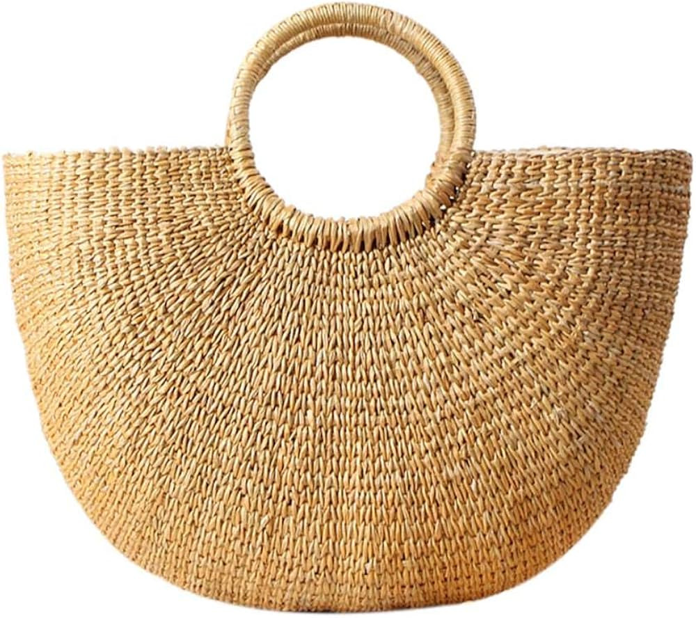 Straw Bag Weave Handbags Handwoven Summer Beach Bags Hand Tote | Amazon (US)