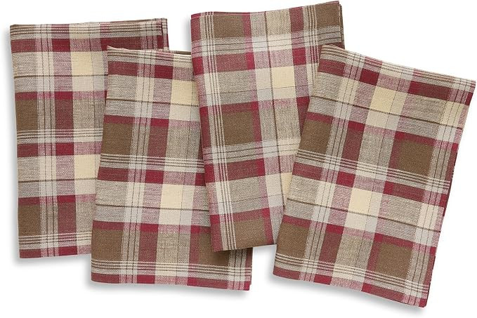 Solino Home Linen Cloth Napkins Set of 4-100% Pure Linen Rustic Multicolor Tartan Plaid Dinner Na... | Amazon (US)
