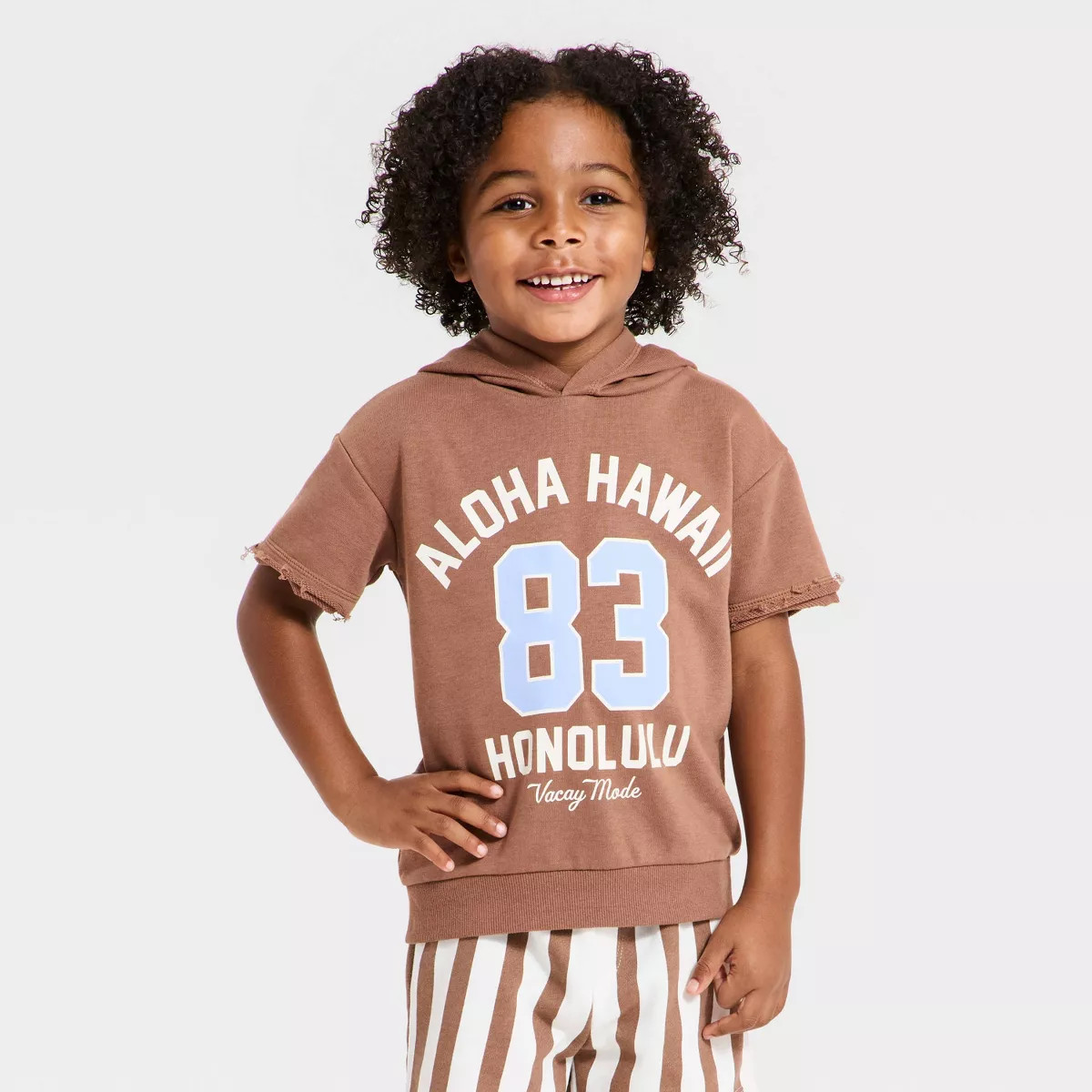 Grayson Mini Toddler Boys' Short Sleeve French Terry Hooded Sweatshirt - Brown 5T | Target