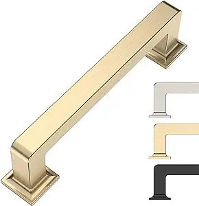 9Build 3.75 Inch 10 Pack Kitchen Cabinet Handles Brushed Brass Cabinet Pulls Gold Cabinet Pulls K... | Amazon (US)
