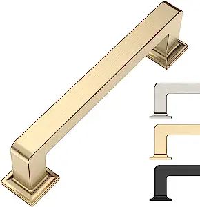 9Build 3.75 Inch 10 Pack Kitchen Cabinet Handles Brushed Brass Cabinet Pulls Gold Cabinet Pulls K... | Amazon (US)