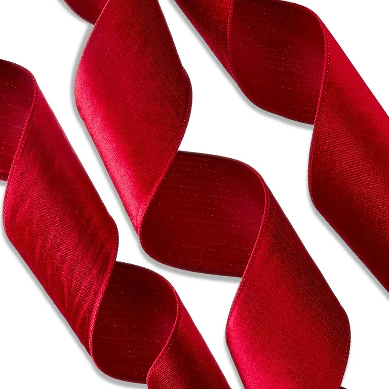 Dark Red Velvet Christmas Ribbon, 3.5" x 30', by Holiday Time | Walmart (US)