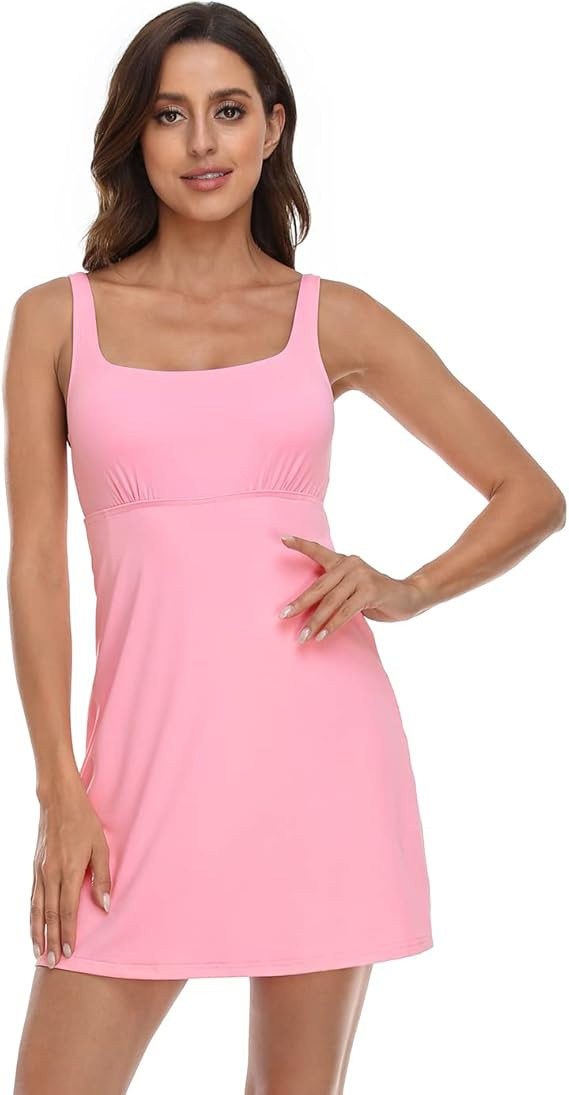 HDE Womens Exercise Workout Dress with Built-in Shorts Sleeveless Athletic Dresses for Golf Tenni... | Amazon (US)