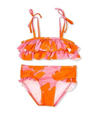 Little Girls 2T-6X Flounce Floral Bandeau Bralette Two-Piece Swimsuit | Dillard's