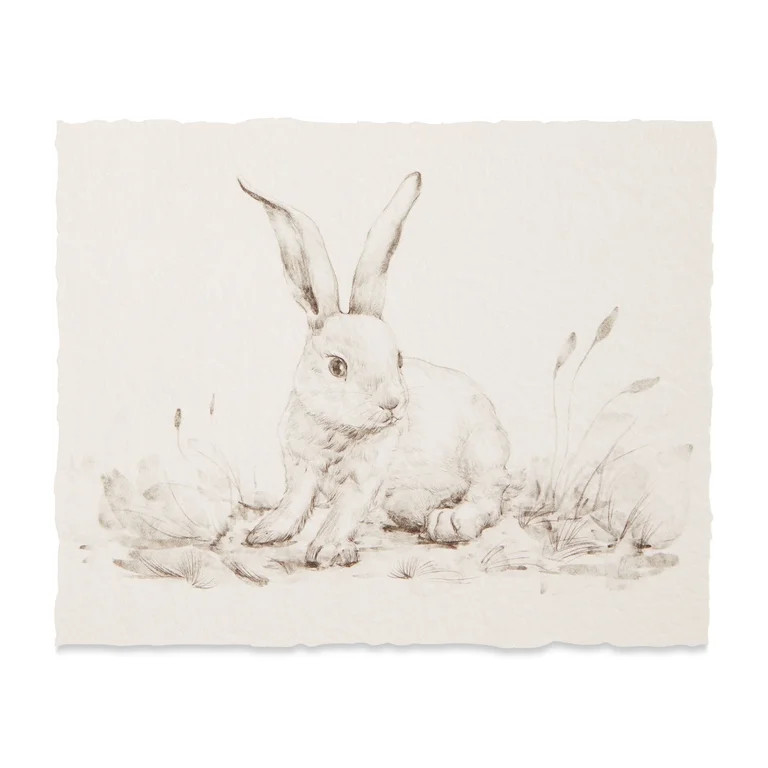 Bunny Sketch Easter Wall Decor, 10 in x 12 in, by My Texas House - Walmart.com | Walmart (US)