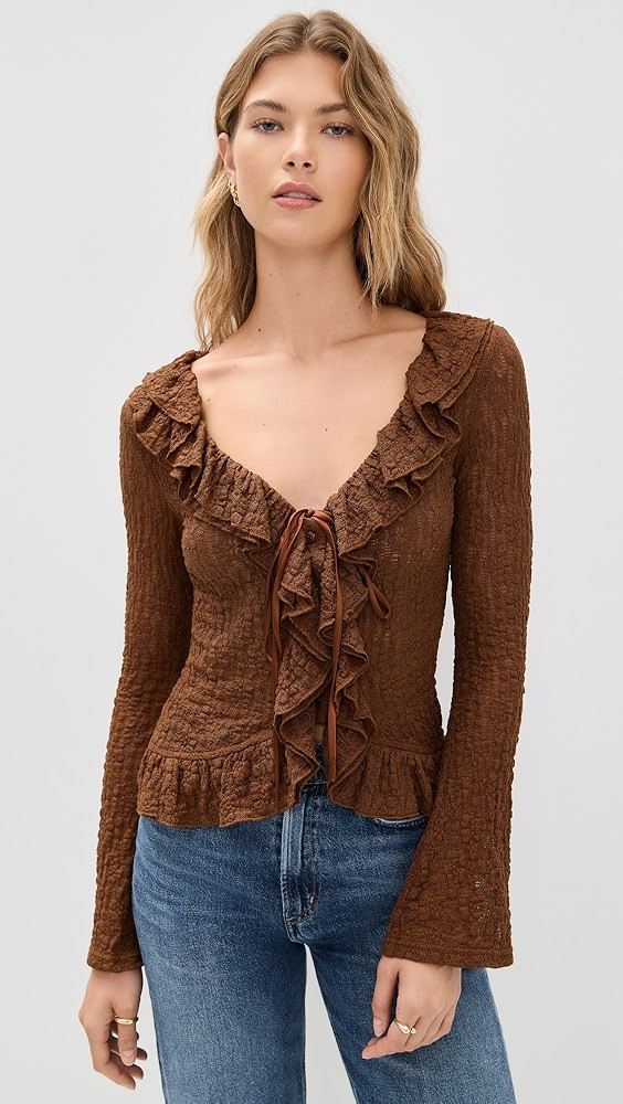 Brown Long Sleeve Blouse | Shopbop