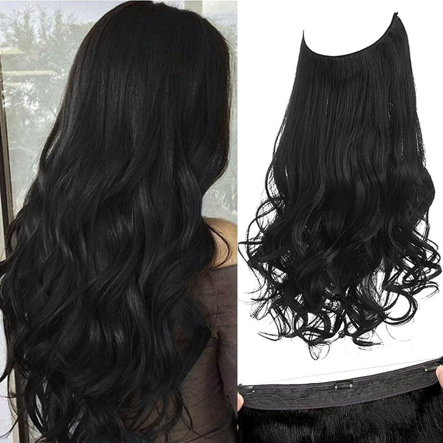 SARLA Invisible Wire Hair Extensions with 3 Clips Long Synthetic Wavy Curly Hairpiece Adjustable ... | Amazon (US)
